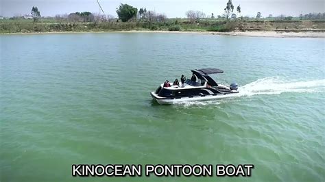 Kinocean Ft Fiberglass Pontoon Trition Boat With Outboard Motor Ce