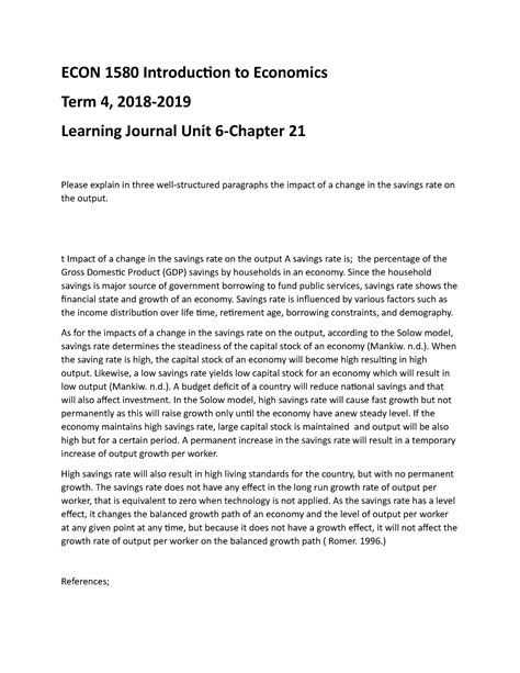 Document Introduction To Economics Econ Unit Journal