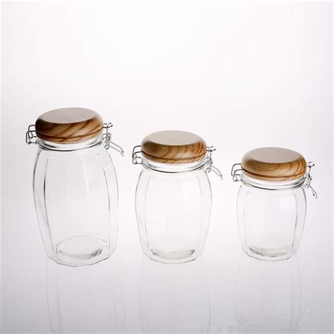 China Glass Storage Jars with Wooden Lids Suppliers, Manufacturers ...