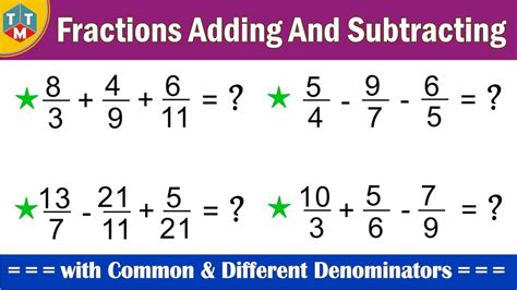 Adding And Subtracting Three Fractions By Lcm Method Fractions Addition And Subtraction Trick