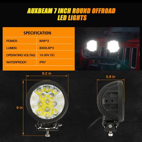 Auxbeam Round Led Driving Lights Pcs W Led Off Road Light Bar