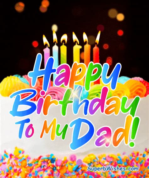 Happy Birthday, Dad With Gold Heart Confetti GIF | SuperbWishes.com