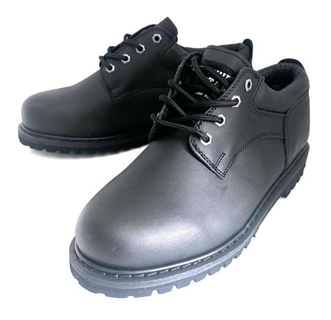 Men's Work Boots Black Leather Lace Up Slip and Oil Resistant 4 inch ...