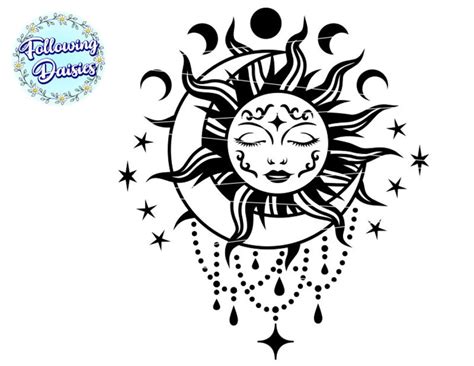 SUN And MOON SVG Moon Phases Mystical MasterBundles