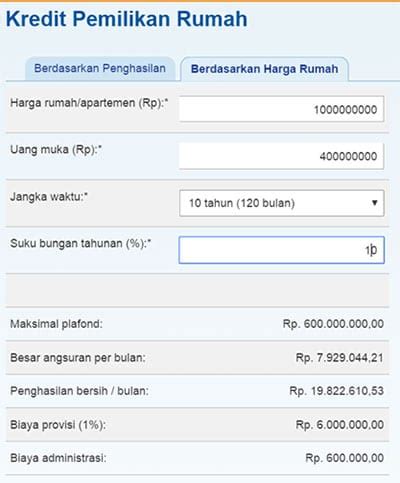 Simulasi Hitungan Kpr Homecare