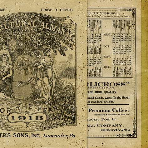 1918 Printable Almanac Cover The Old Design Shop