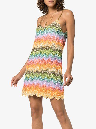 Ashish Rainbow Sequin Embellished Slip Dress Browns