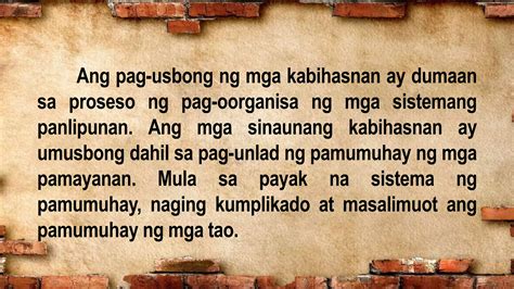 Ang Konsepto Ng Kabihasnan At Mga Katangian Nito PPT