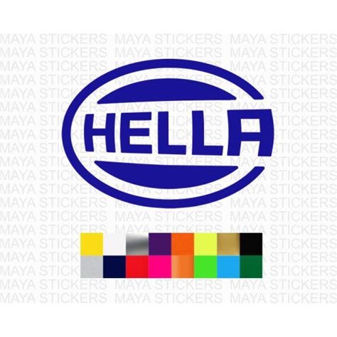 Hella logo stickers in custom colors and sizes