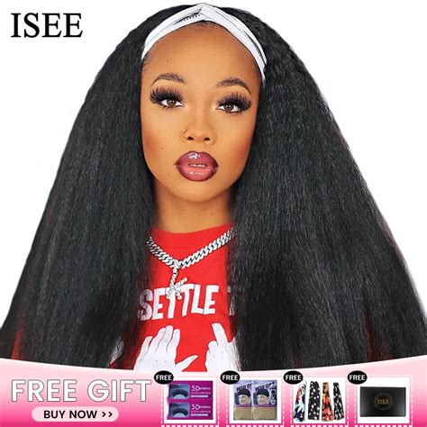 Isee Glueless Human Hair Wigs Headband Wig Human Hair Kinky Hair