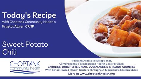 Welcome To The Kitchen With Choptank Health Sweet Potato Chili Youtube