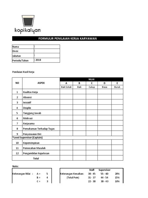 Form Evaluasi Karyawan Hr Pdf