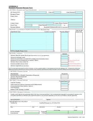 Fillable Online Appendix C Recipient Payment Request Form Fax Email