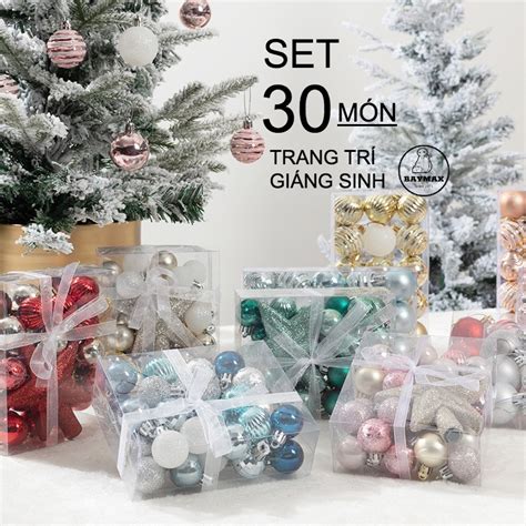 Set 30 Món Bóng Trang Trí Giáng Sinh Noel Tiệc Cưới Sinh Nhật Set