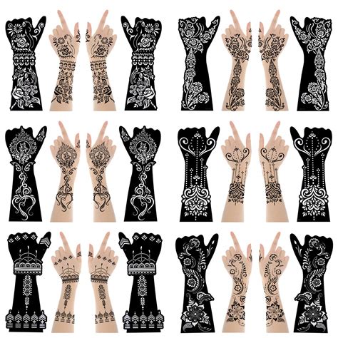 Buy Xmasir 12 Large Sheets Henna Tattoo Stencil Kit For Hand Forearm