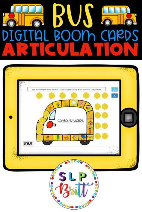 Back To School Bus Digital Boom Cards Articulation Speech Therapy