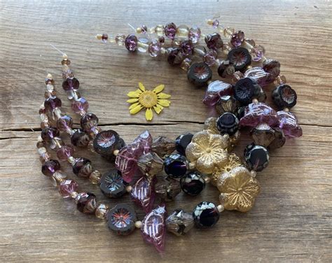 Czech Glass Bead Mix Sunny Day Pressed Fire Polish Table Cut 10 Inch