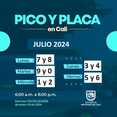 Pico Y Placa En Cali Al Julio Veh Culos Particulares