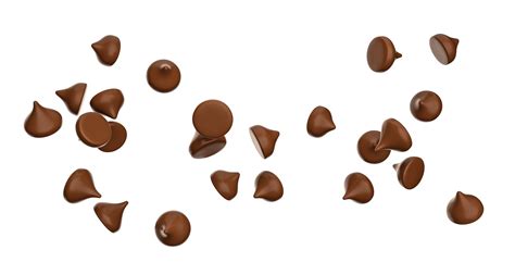 Chips De Chocolate Bocados O Gotas Cayendo Volando Aislado Png