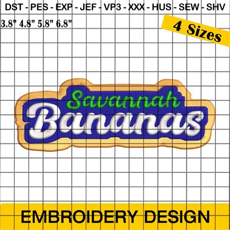 Savannah Bananas Wordmark Embroidery Design Savannah Bananas Logo Mlb