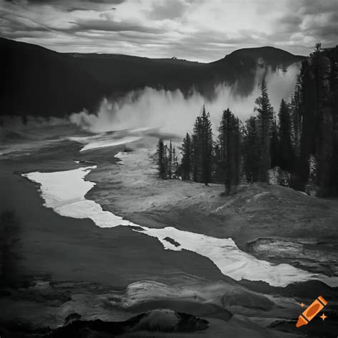 Black And White Photo Of Yellowstone On Craiyon