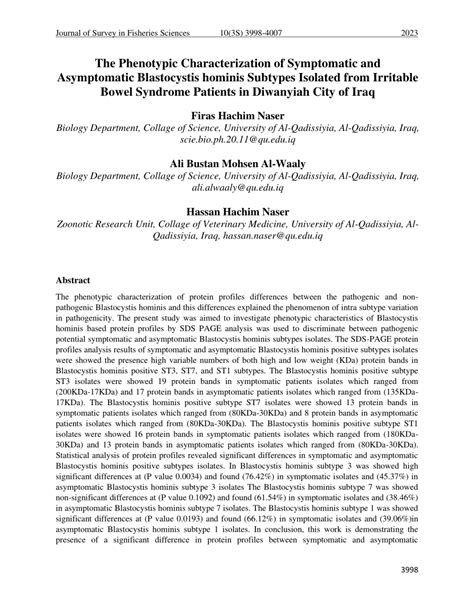 Pdf The Phenotypic Characterization Of Symptomatic And Asymptomatic