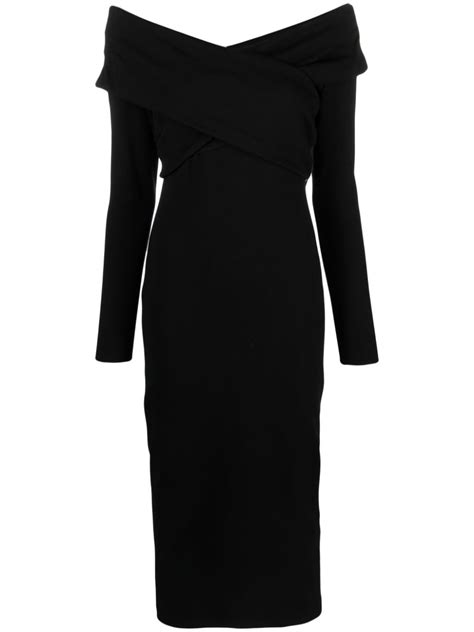 Emporio Armani Off Shoulder Jersey Knit Midi Dress Farfetch