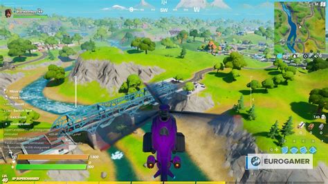 Fortnite Fly A Choppa Under Purple Red And Blue Steel Bridges