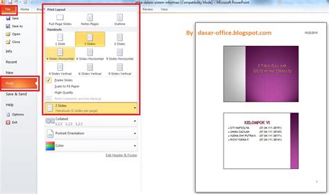 Cara Print Powerpoint 1 Lembar 2 Slide 4 Slide 6 Slide Dasar Office Belajar Microsoft