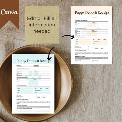 Fillable Puppy Deposit Form Puppy Sales Agreement Puppy Bill Of Sale