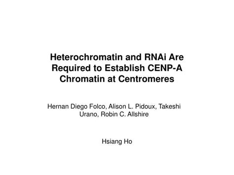 Ppt Heterochromatin And Rnai Are Required To Establish Cenp A