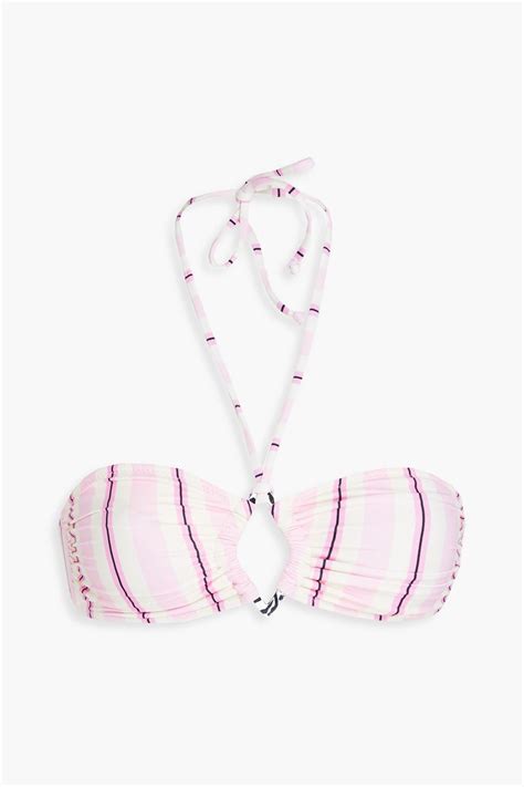 GANNI Striped Cutout Bandeau Bikini Top THE OUTNET