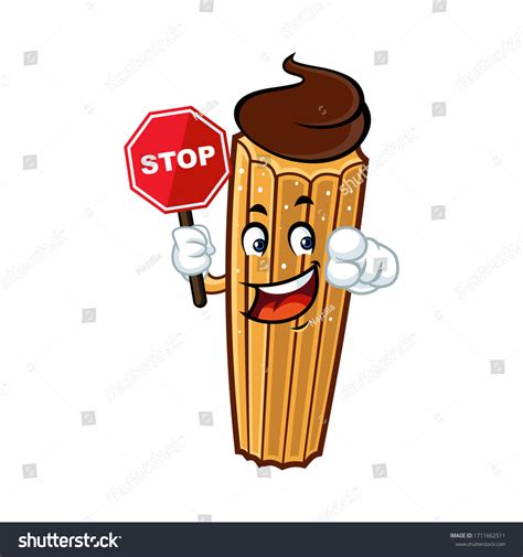 Vector Mascot Cartoon Illustration Churro Holding Stock Vector Royalty