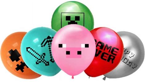 Balony Gumowe Z Nadrukiem Minecraft Piksele 12 Szt DLA