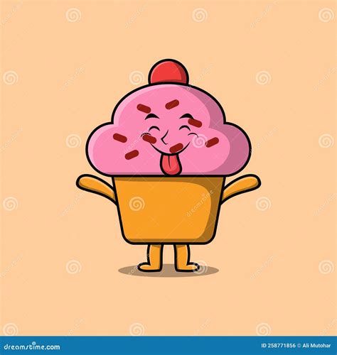 Cute Cartoon Cupcake With Flashy Expression Stock Vector Illustration