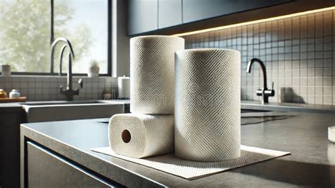 Paper Towels on Modern Kitchen Countertop - Textured Surface and Neat Stack Stock Illustration ...