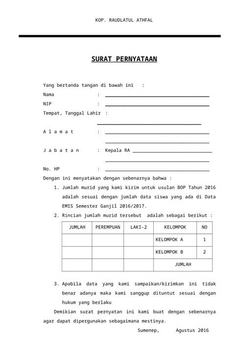 DOCX Web ViewSURAT PERNYATAAN Yang Bertanda Tangan Di Bawah Ini