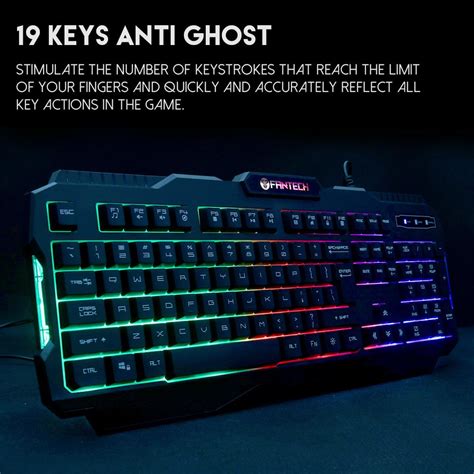 Fantech K Hunter Pro Rainbow Backlit Pro Gaming Keyboard Black