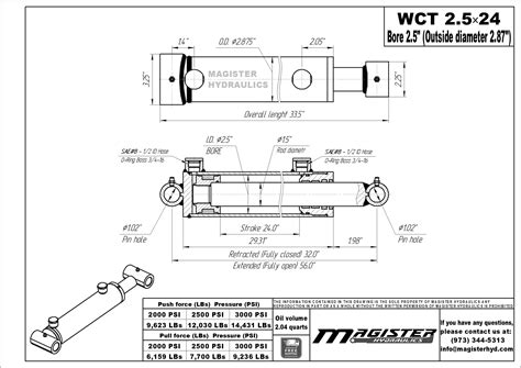 2 5 Bore X 24 Stroke Hydraulic Cylinder Welded Cross Tube Double