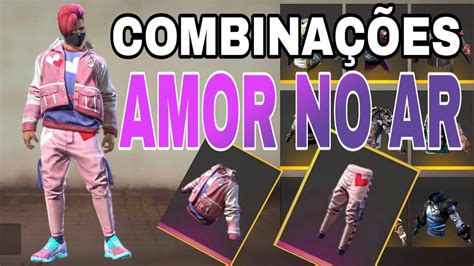 MELHORES COMBINAÇÕES DE ROUPAS NO FREE FIRE PACOTE AMOR NO AR SO