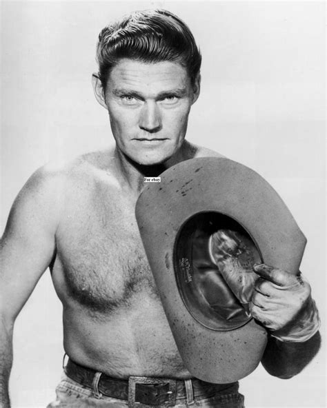 Chuck Connors Barechested And Holding A Cowboy Hat Studio Portrait