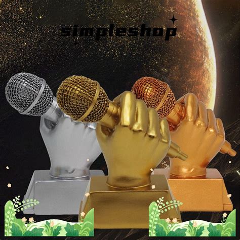 Simple Golden Microphone Trophy Small School Rewarding Supply Best