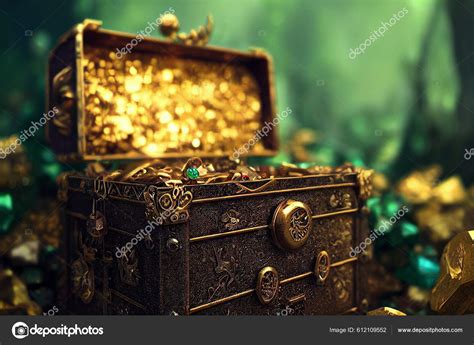 Old Pirate Chest Full Gold Treasures Stock Photo by ©Kasza 612109552