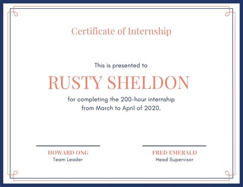 custom printable internship certificate templates canva