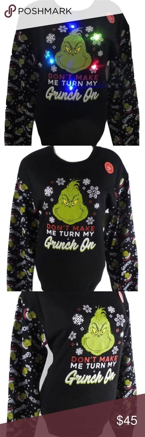 Grinch Christmas Sweatshirt Light Up Christmas Sweatshirts Clothes