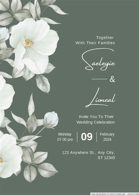 Sage Green And White Floral Canva Wedding Invitation Templates Artofit