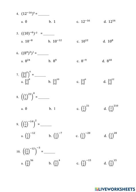 Free Exponents Worksheets Worksheets Library