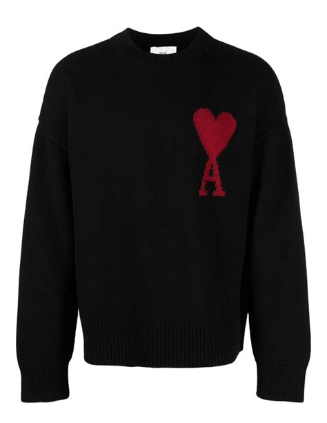 Pull Ami De Coeur Oversize Col Rond En Laine Noir