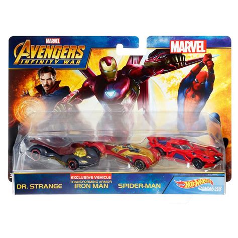 Hot Wheels Marvel Avengers Infinity War Dr Strange Iron Man And Spider Man 164 Scale Die Cast