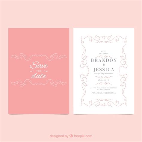 Invitation De Carte De Mariage Avec Des Ornements Floraux Vecteur